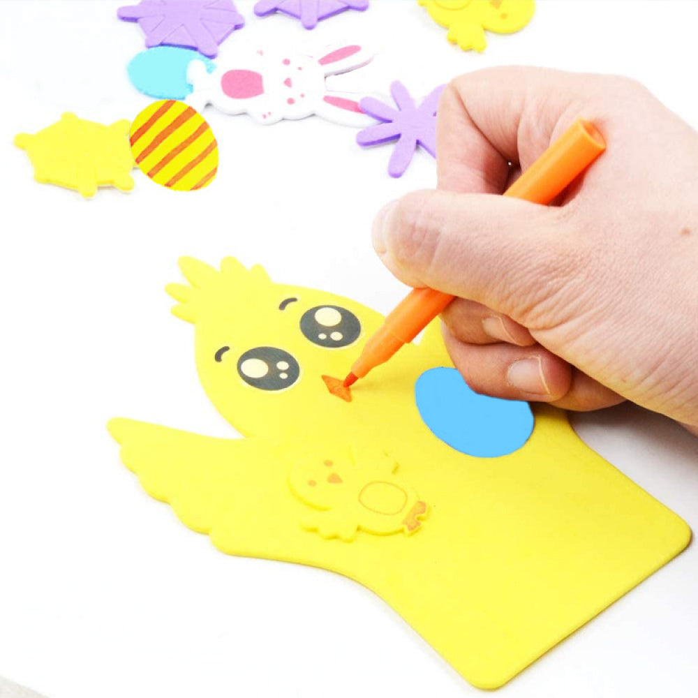 191-piece Easter craft kit with colorful foam stickers, paper bunnies, chicks, and egg decorations — view 2
