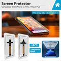 Tempered glass screen protector for iPhone 14 with auto alignment installation tray and cleaning kit