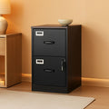 Two drawer steel vertical locking file cabinet for secure letter size office document storage
