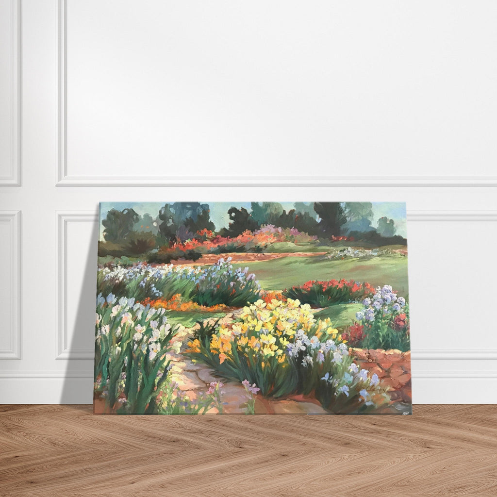'Sunlit Garden in Bloom' Floral I 16x24 inch Art Print on Canvas I Original Artwork by American Artist Barbara Cleary-0