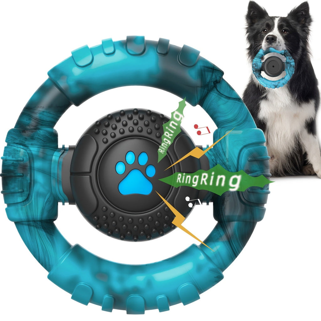 Blue steering wheel dog chew toy made of durable nylon for aggressive chewers and teething — view 4