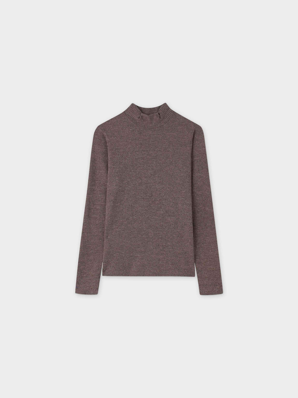 Textured Stretch Turtleneck-Brown-1