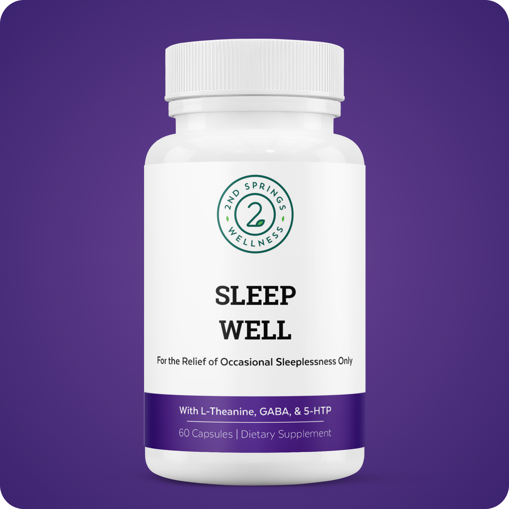 Sleep Well Support Formula supplement bottle for natural stress relief and deep restorative nighttime rest