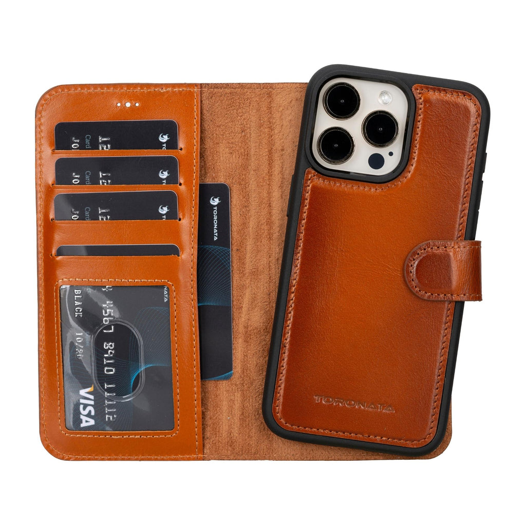 Genuine leather Casper iPhone 14 wallet case with credit card slots and detachable magnetic back cover — view 4