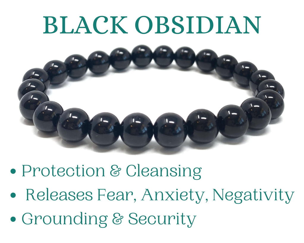 Black Obsidian Beaded Crystal Bracelet-4