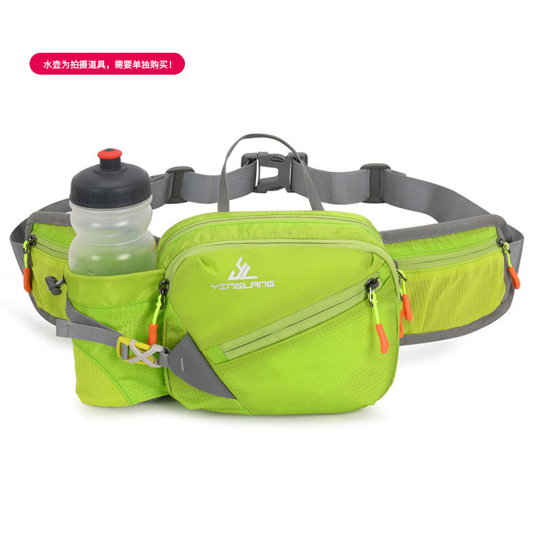Water-resistant outdoor fanny pack with water bottle holder and multiple compartments in durable oxford cloth. — view 3