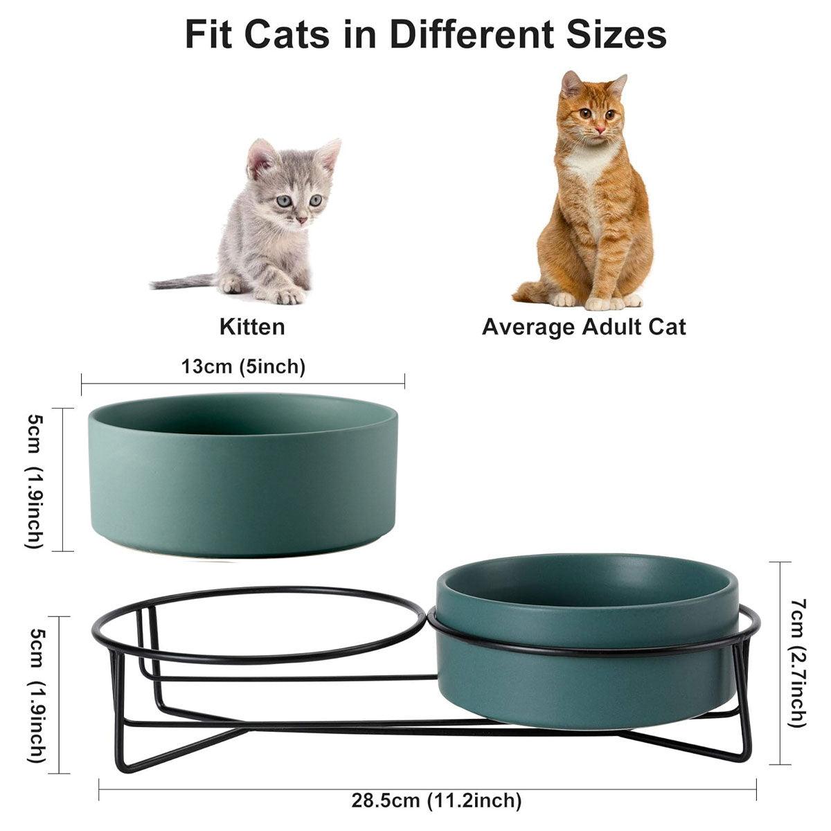 Elevated ceramic pet bowl set with two bowls resting securely on a sturdy metal stand — view 3