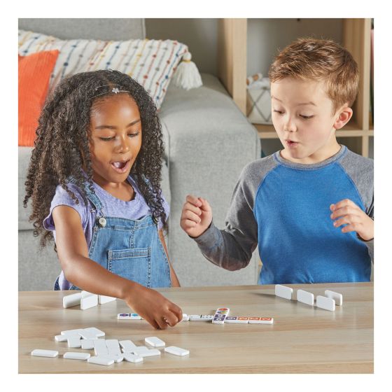 Colourful Numberblocks educational dominoes set for kids showing numbers and characters with storage tub