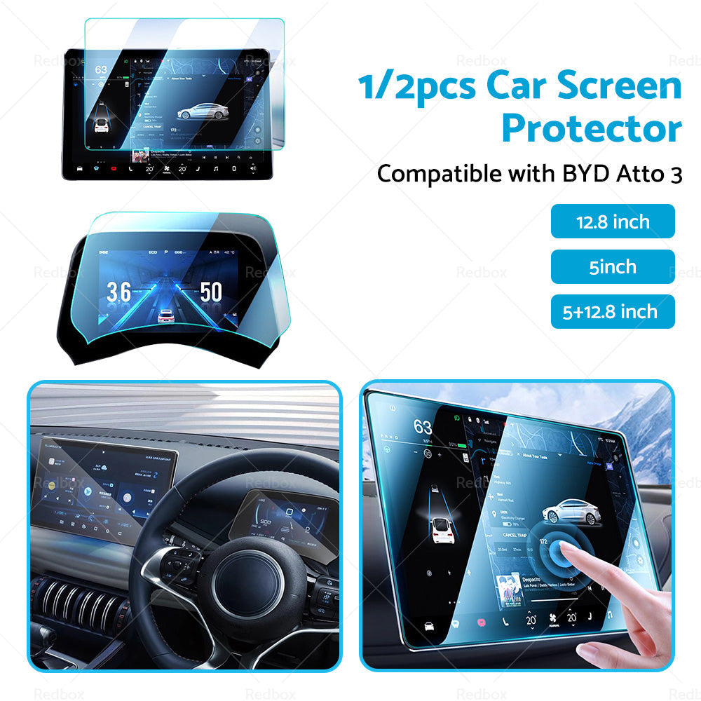 Clear tempered glass car screen protector designed for center control dashboard navigation displays — view 4