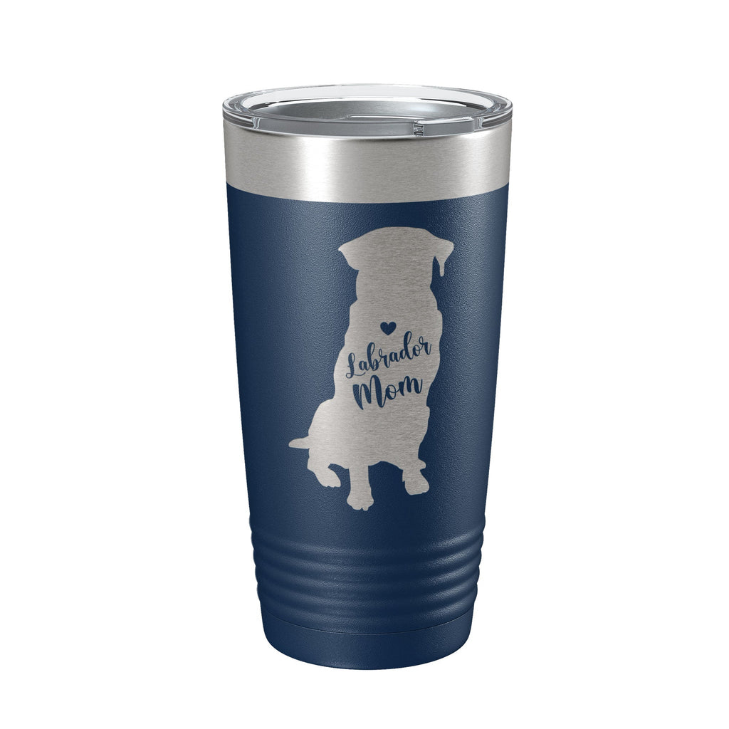 20oz laser-engraved Labrador Retriever dog mom insulated stainless steel travel tumbler with clear lid — view 3