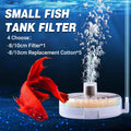 Mini round submersible aquarium filter with internal sponge for small freshwater and marine fish tanks.
