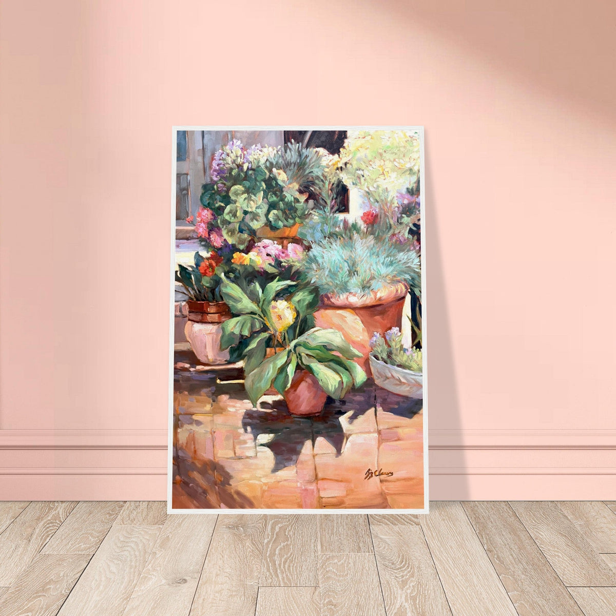 'Garden Serenity' Floral | 24x36 inch Wooden Framed Art Print | Original Artwork by American Artist Barbara Cleary-4