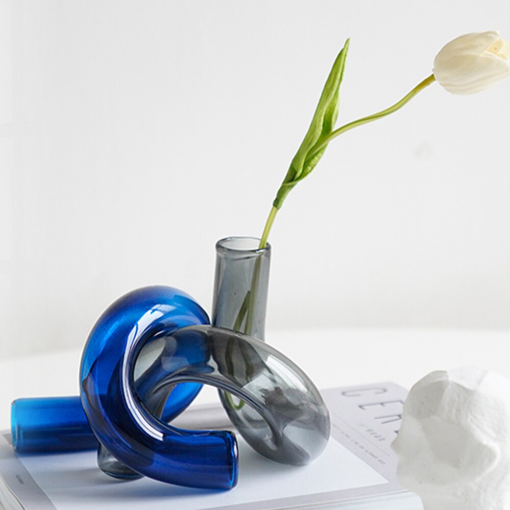 Brightly colored high borosilicate glass decorative flower vase for fresh and dried botanical arrangements — view 5