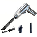 Compact plastic mini car vacuum cleaner with crevice tool and detailing brush accessories