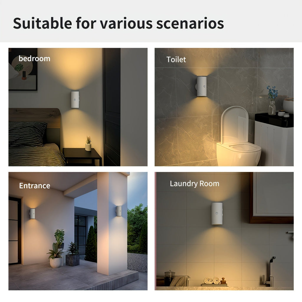 4-pack of white LED motion sensor night lights with a USB rechargeable wall-mounted design — view 3