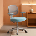 Ergonomic blue kids desk chair with breathable mesh back, lumbar support, and adjustable rolling base