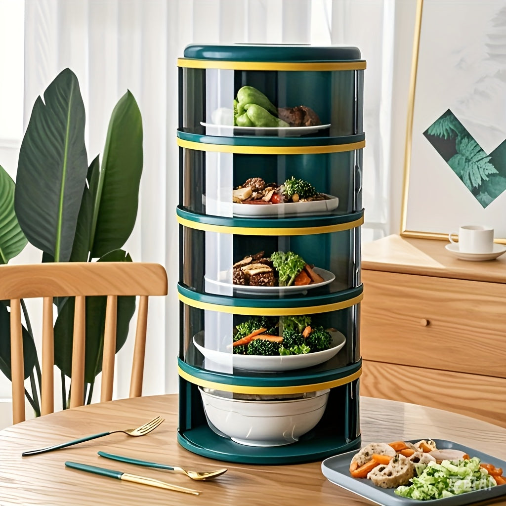 5-layer stackable mint green food storage covers made of durable plastic for kitchen leftovers — view 4