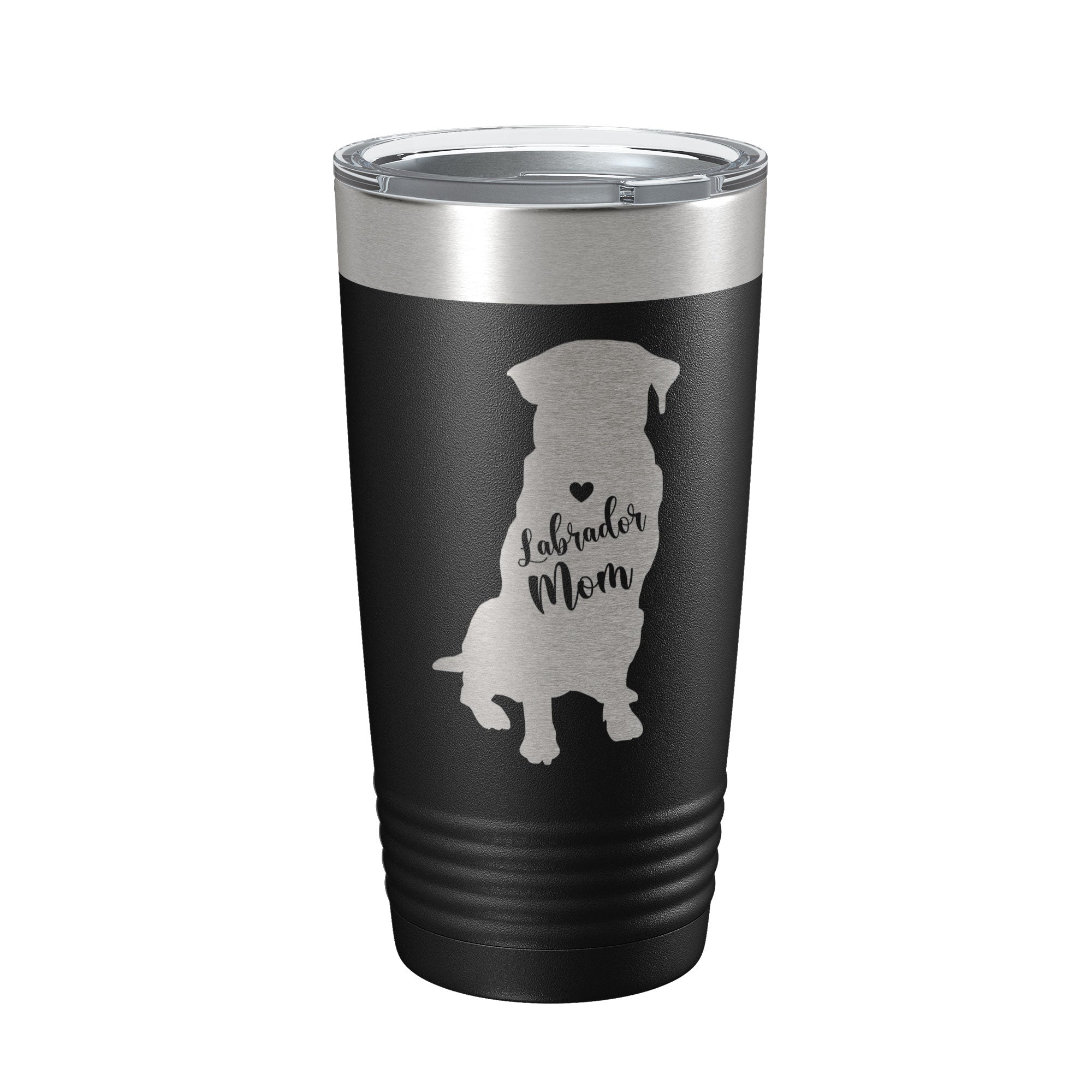 20oz laser-engraved Labrador Retriever dog mom insulated stainless steel travel tumbler with clear lid