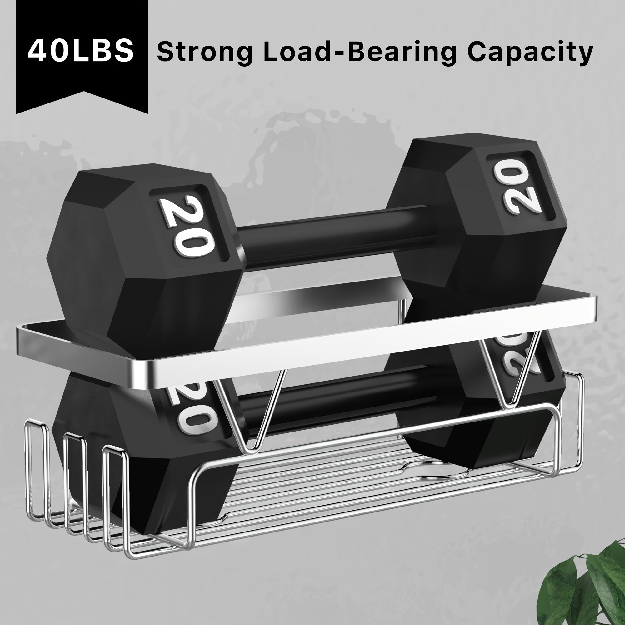 Black stainless steel over the door shower organizer rack holding towels and bathroom accessories — view 5