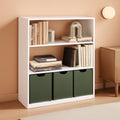 White 3-tier open bookcase, compact minimalist shelving unit for living room or home office decor.