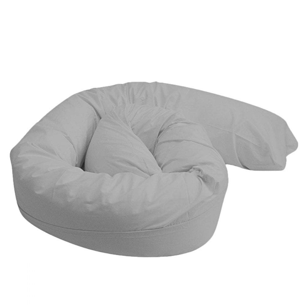 Long grey 9 ft maternity pillowcase made of soft breathable fabric for comfortable pregnancy sleep — view 3