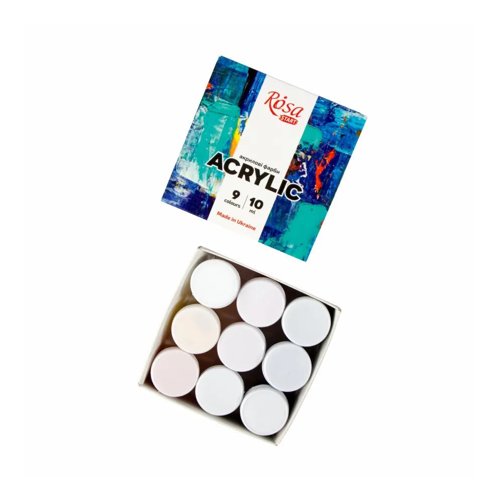 Nine color acrylic paint set in tubes with stylish packaging box for arts and crafts — view 2