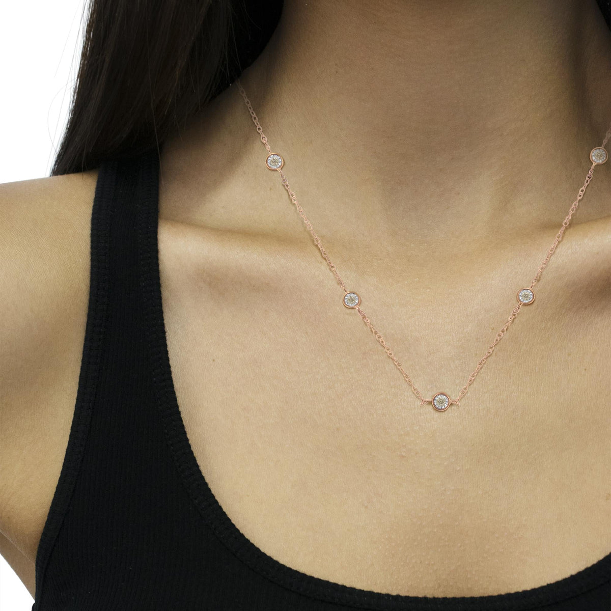 Sterling Silver Diamond Station Necklace (1/2 cttw, K-L Color, I2-I3 Clarity)-4