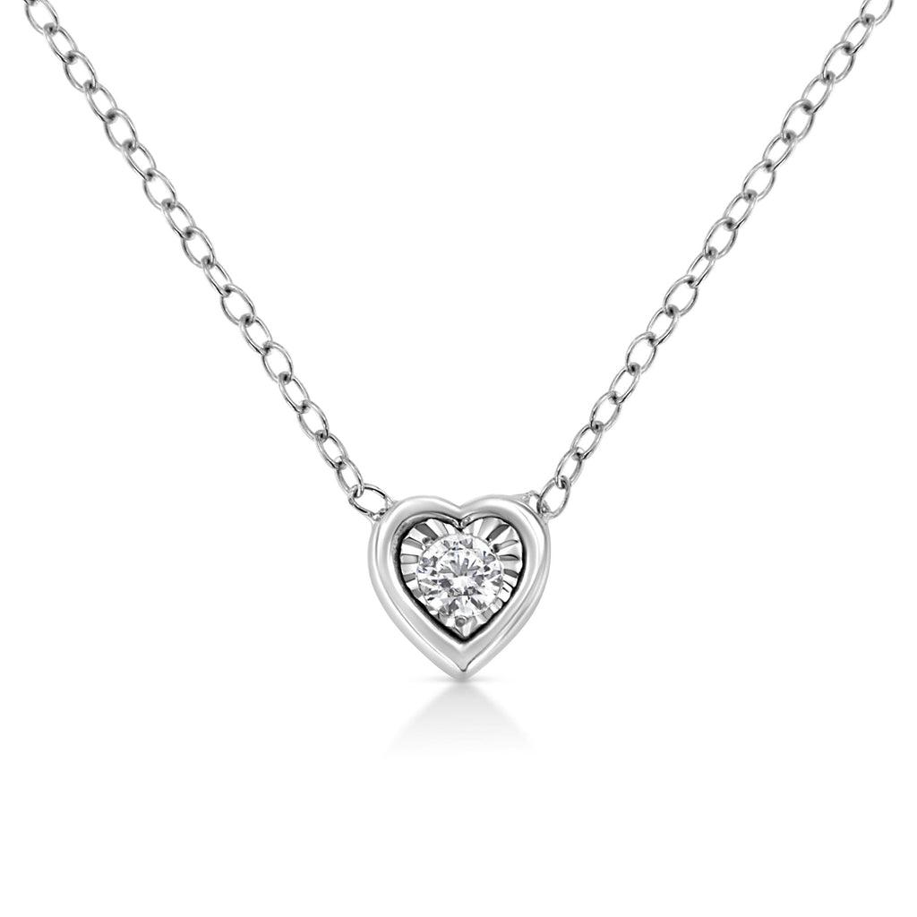 10K White Gold 1/10 Cttw Miracle Set Round-Cut Diamond 18" Pendant Necklace - Choice of Shape-5