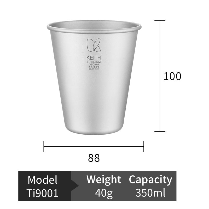 KEITH Titanium Beer Cup, 350ml / 450ml - Ti9001 / Ti9002-5