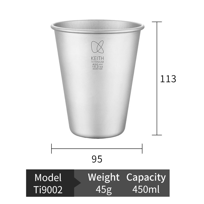 KEITH Titanium Beer Cup, 350ml / 450ml - Ti9001 / Ti9002-6