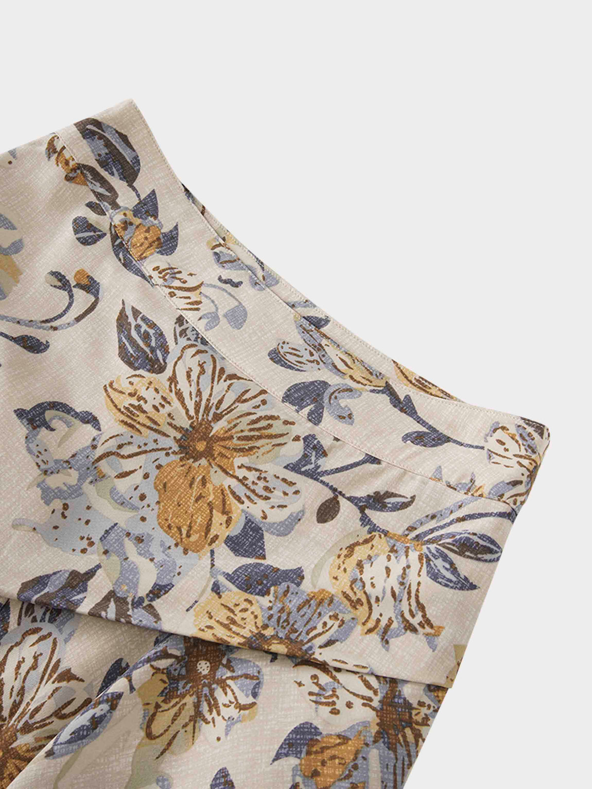 Gathered Overlay Skirt-Oatmeal Floral-3