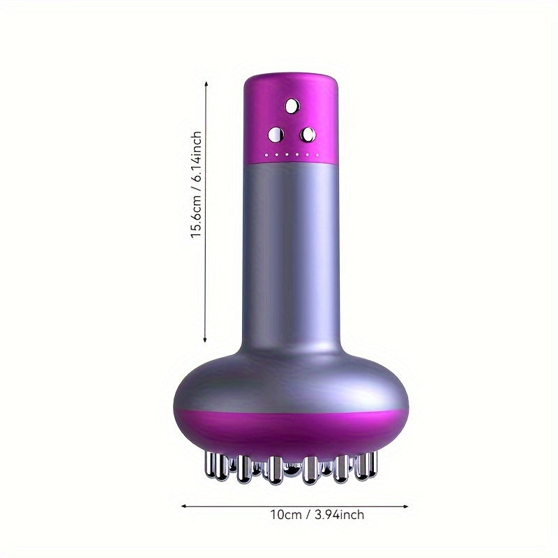 Purple heated metal back massager handheld smart Gua Sha brush for deep tissue relief — view 2