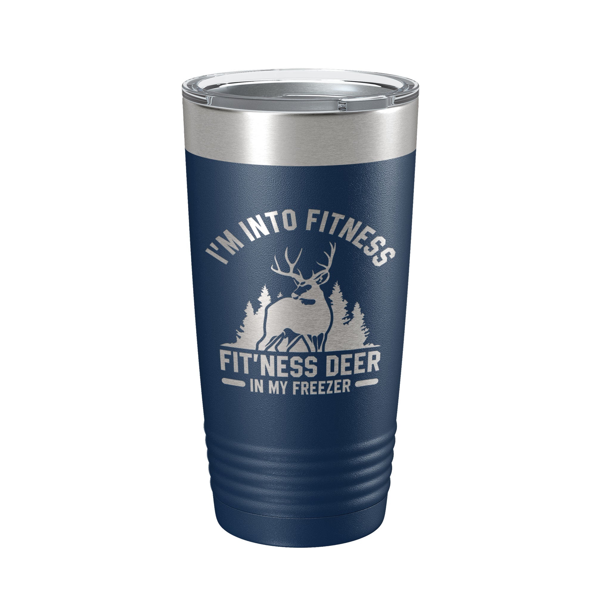 Funny deer hunter laser engraved stainless steel 20oz travel tumbler with clear lid — view 3