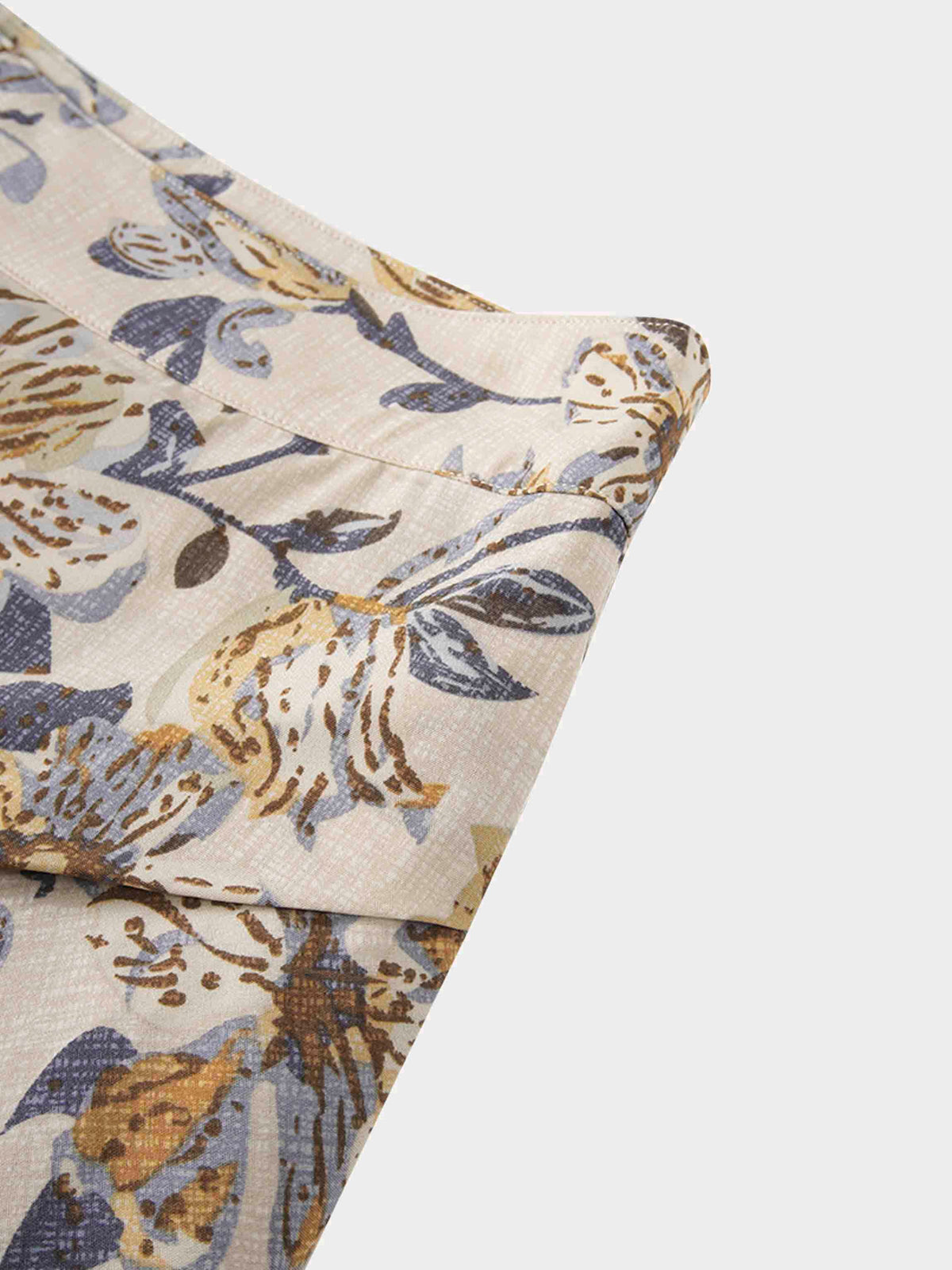 Gathered Overlay Skirt-Oatmeal Floral-4