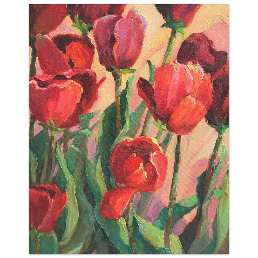 'Tulips' Floral I 16x20 Museum-Quality Matte Paper Poster | Original Artwork by American Artist Barbara Cleary (Fall Collection)-3