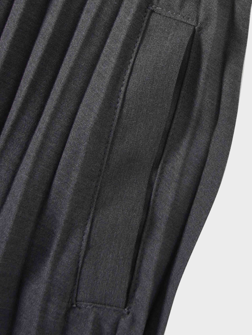 Elastic Waist Micro Pleat Skirt-Denim Black-4