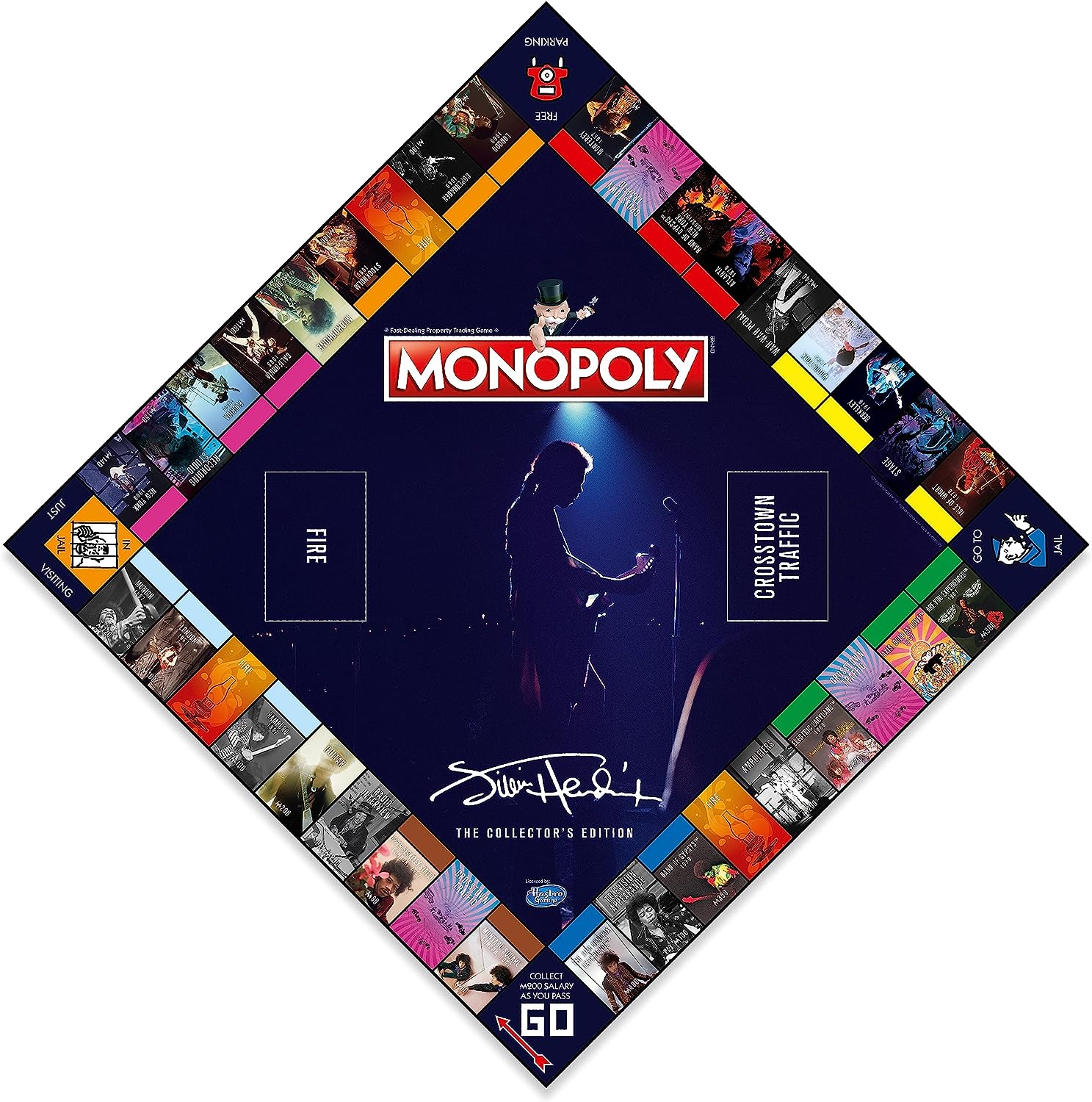 Monopoly Jimi Hendrix edition board game with custom metal tokens, game board, and themed money — view 3