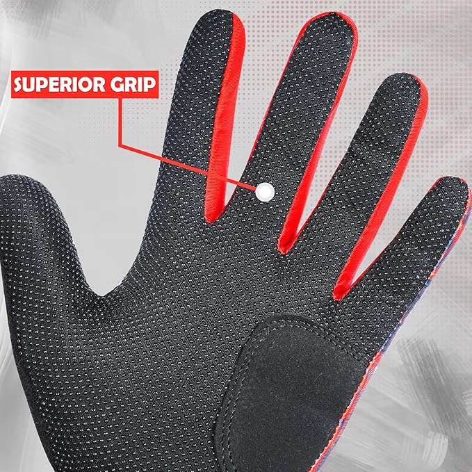 Blue cricket and baseball batting gloves with anti-slip leather palm grip and shock protection padding — view 2