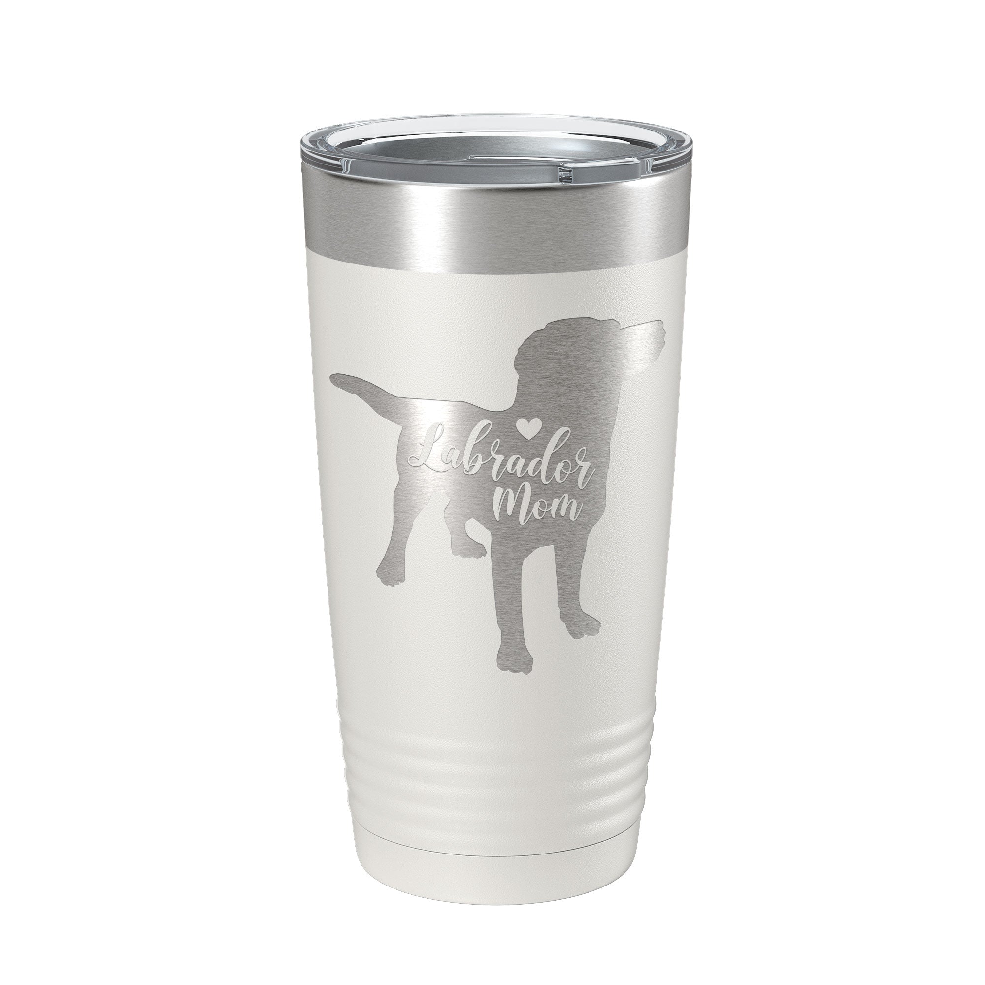 Laser engraved 20 oz stainless steel Labrador Retriever dog mom travel tumbler with clear lid — view 2