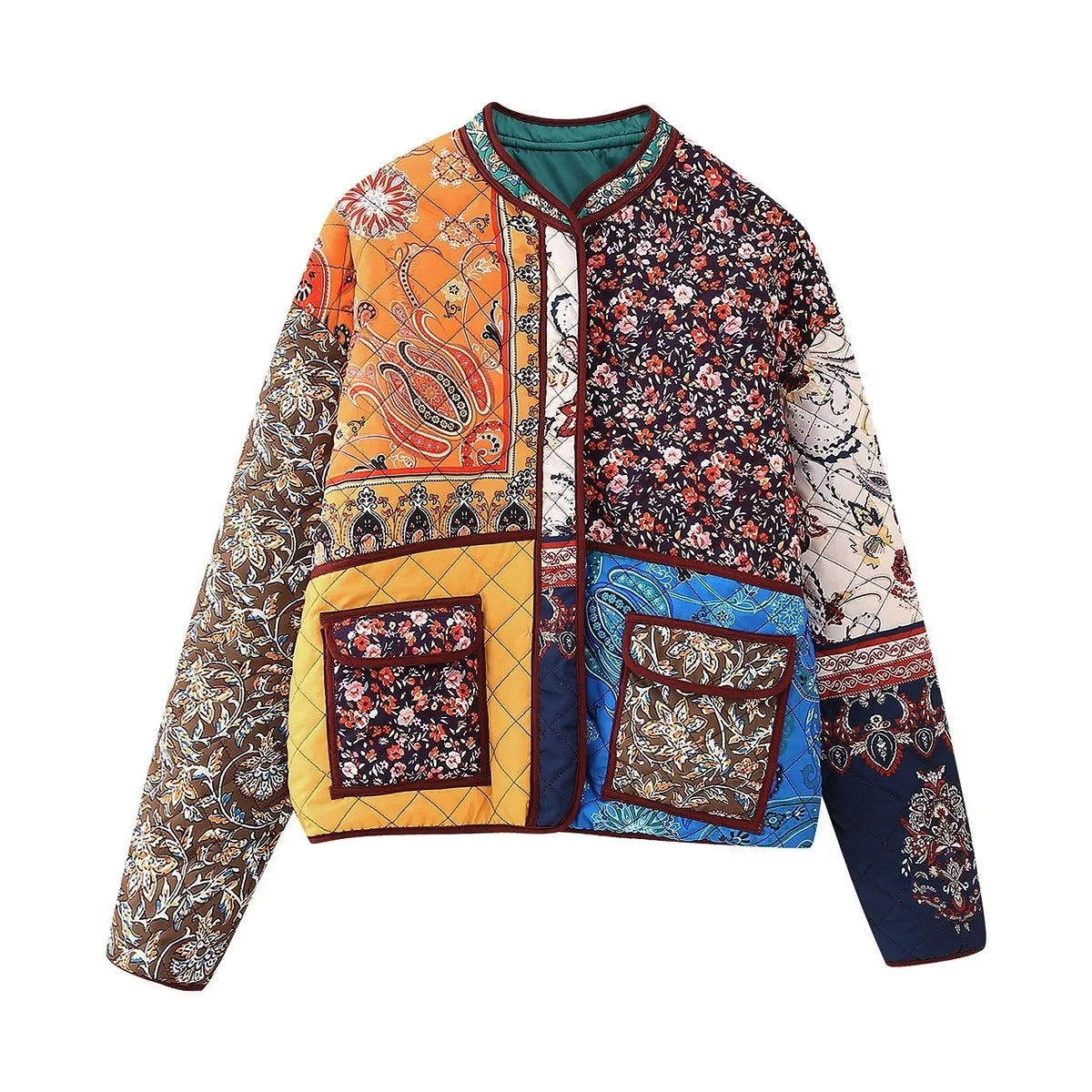 Women's Quilted Jacket Patchwork Paisley Floral BYMANYC ® New York CONTEMPORARY BOHO VIBRANT OUTERWEAR - New Collection-1