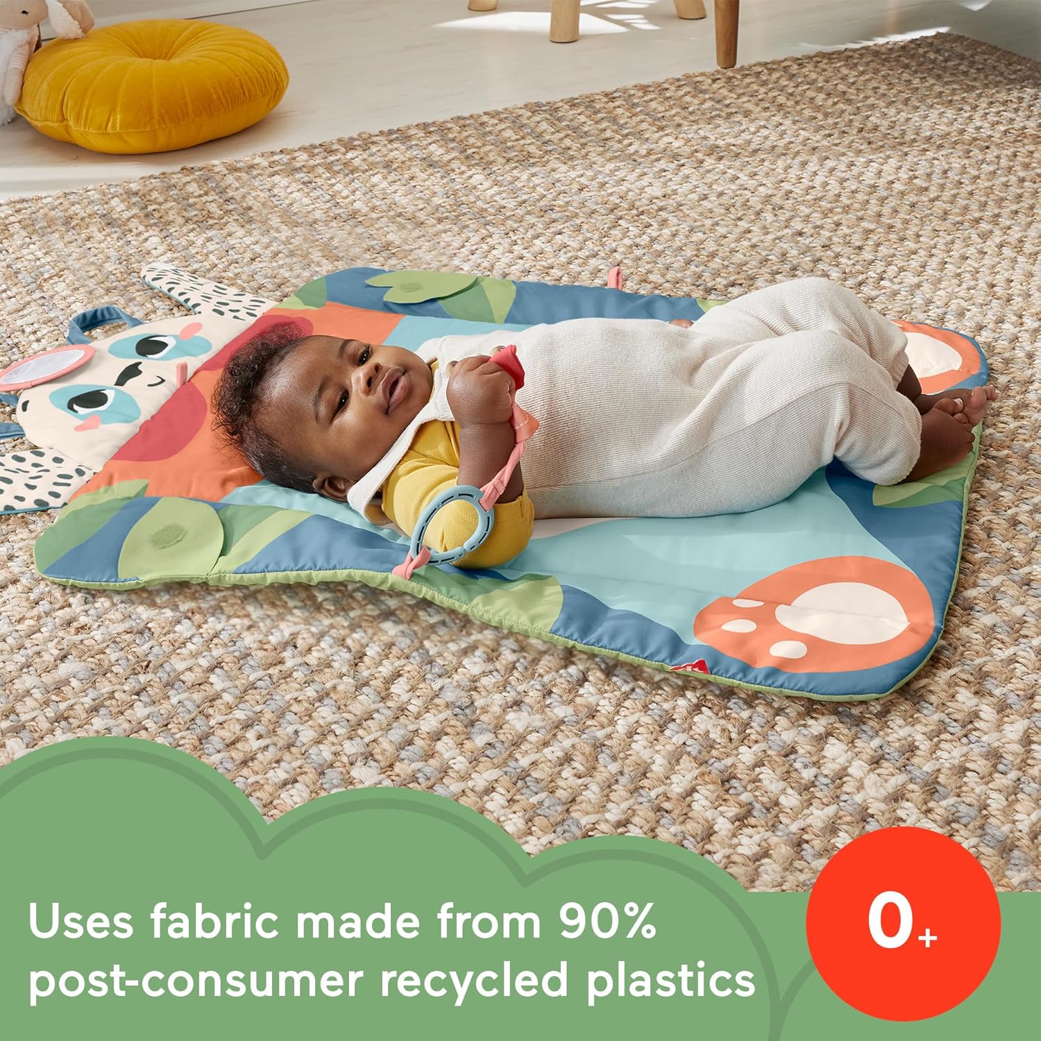 Fisher-Price Roly-Poly Panda play baby activity mat with high-contrast face and crinkle toy — view 2