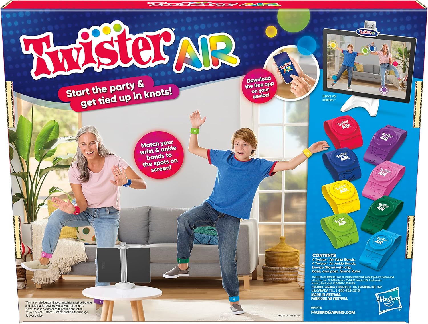 Twister Air party game with colourful wrist and ankle bands for augmented reality app play — view 2