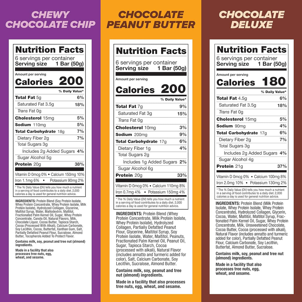 Pure Protein bar variety pack box with eighteen assorted chocolate and peanut butter protein snacks — view 3