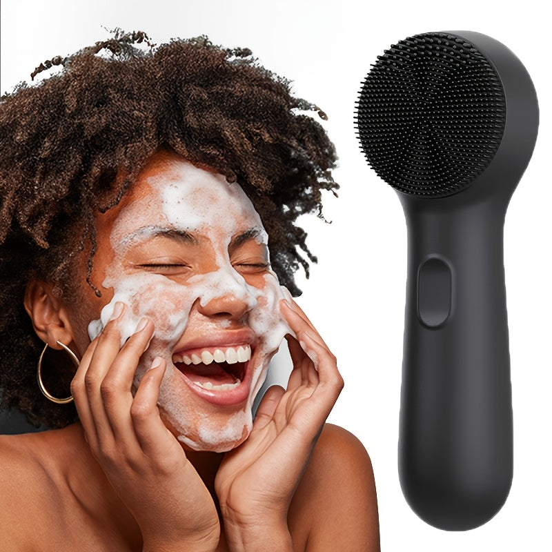 Silicone facial cleansing brush and waterproof vibrating massager with soft cleansing bristles. — view 3