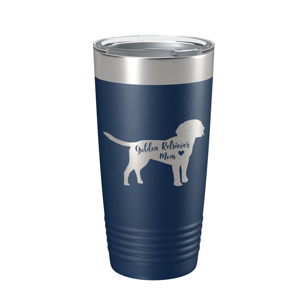 Golden Retriever Mom 20 oz insulated stainless steel travel tumbler with clear lid — view 3