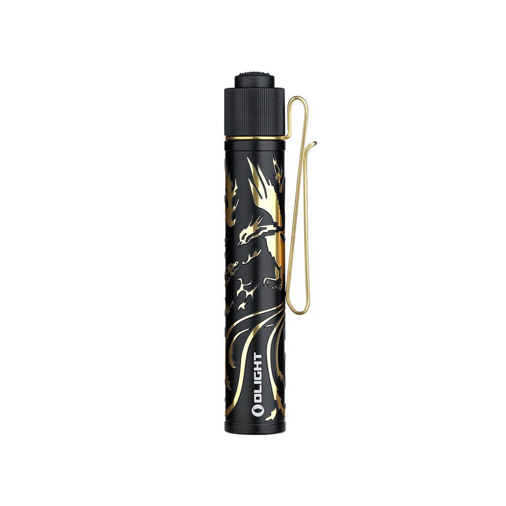 Olight i3T 2 EOS EDC Flashlight in dark aluminum with secure pocket clip and textured handle — view 5