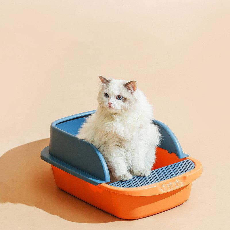 Large blue enclosed cat litter box made of durable plastic with a semi-enclosed entry — view 2