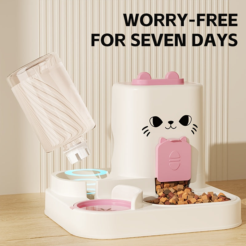 Automatic cat feeder and water dispenser set made of durable plastic for continuous pet hydration — view 4