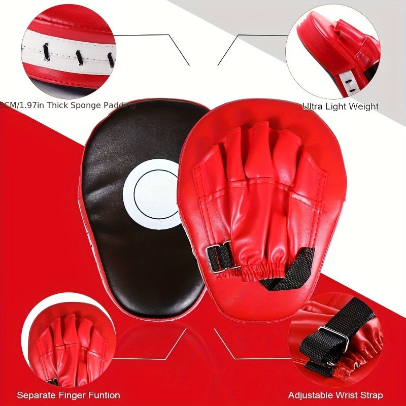 Red curved polyurethane boxing pad set for martial arts and strike training — view 5