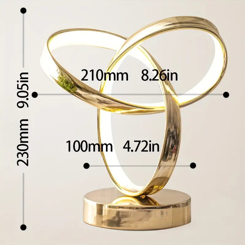 Golden space-themed USB bedside table lamp with polished metal base and soft glowing shade — view 4